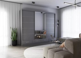 Szafa Lorenza 250 cm – duża szafa przesuwna z lustrem, 3 kolory mat i 2 połysk