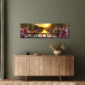 Obraz - Wschód słońca w Amsterdamie (170x50 cm)