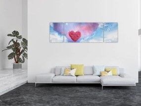 Obraz - Drzewo z różowym sercem (170x50 cm)
