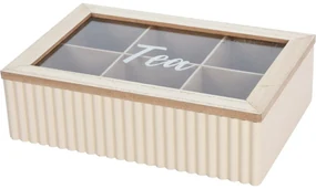 Pudełko na torebki herbaty Stripes beżowy, 24 x 7 x 16 cm