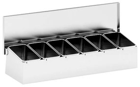 Pojemnik ze stali nierdzewnej na 6 składników, 455 x 150 x 90 mm