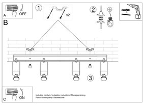 Szara lampa punktowa 6x80 cm Toscana – Nice Lamps