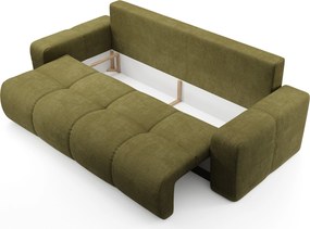 Masseno Sofa DUCA z funkcją spania i pojemnikiem na pościel, Rozkładana sofa - Oliwkowy, FLOW 12
