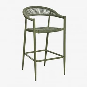 Pack 2 Wysokich Stołków Z Aluminium I Syntetycznego Rattanu Amatria Intensywny Verde Olive & ↑75 Cm - Sklum