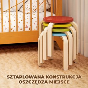 HOMCOM składane stołki do kuchni zestaw 4 sztuki kolorowe drewniane taborety do domu i mieszkania | Aosom PL