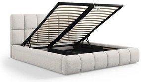Jasnoszare tapicerowane łóżko dwuosobowe ze schowkiem i stelażem 200x200 cm Bellis – Micadoni Home