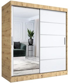 Przesuwna szafa 180 cm dąb artisan + biały - Ebia 5X