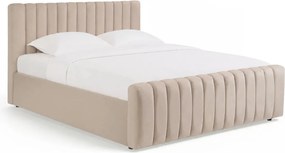 Łóżko tapicerowane Livani 160x200 z pojemnikiem - beżowy welur Velluto 2