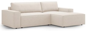 Beżowy rozkładany narożnik z materiału bouclé (prawostronny) Jodie – Micadoni Home
