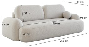 Czarna nowoczesna sofa rozkładana boucle K1-F96