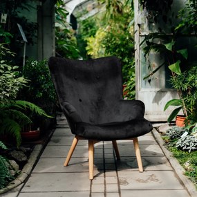 Fotel tapicerowany MOSS VELVET czarny HOMLA