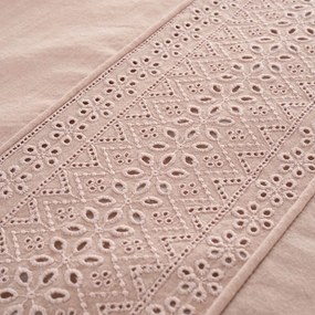 Różowa pościel dwuosobowa 230x220 cm Broderie Anglaise – Catherine Lansfield