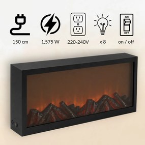 Kominek dekoracyjny LED, metalowy, 10 x 57 x 25 cm