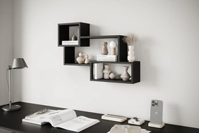 Nowoczesna półka wisząca z 3 prostokątami, do salonu, sypialni i pokoju czarny mat