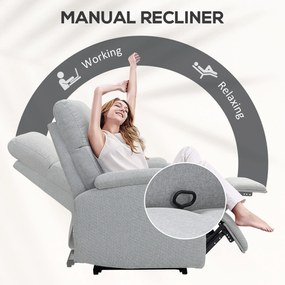 HOMCOM Fotel Relax z Regulowanym Oparciem i Podnóżkiem, Tapicerowany Fotel do Salonu, Szary