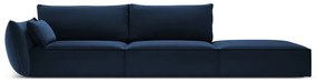 Ciemnoniebieska aksamitna sofa lewostronna 264 cm Vanda – Mazzini Sofas