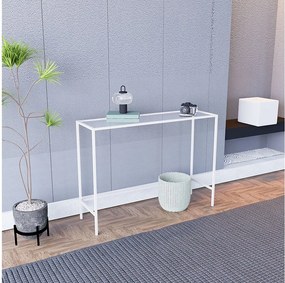 Komoda – 100 cm x 80 cm – Biała i przezroczysta – Szkło i metal