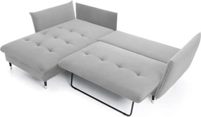 Narożnik GLAM Lewostronny z funkcją spania, zestaw z poduszkami wolnostojący tkanina RIVIERA 80 Jasny szary DOMO HOME