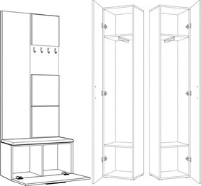 Masseno Garderoba MODULO 160,6/204/40 cm do Przedpokoju Nowoczesna Biała