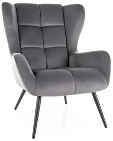 Fotel tapicerowany LOUIS VELVET szary SIGNAL