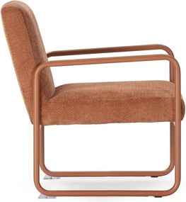 Fotel z tkaniny szenilowej w kolorze terakoty Vince – MOME