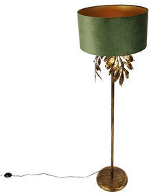 Lampa stojąca w stylu vintage antyczne złoto z zielonym kloszem - Linden klasyczny/Antyczny Oswietlenie wewnetrzne