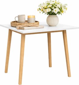 Stół naturalne drewno i biały blat S7-A56