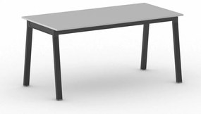 Stół konferencyjny do biura PRIMO BASIC, 160x80 cm, czarna podstawa, szary