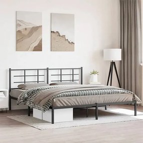 Czarne metalowe łóżko małżeńskie 180x200 cm - Laxo