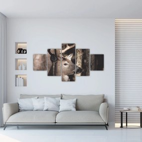 Obraz - Jeleń w lesie (125x70 cm)