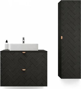 Czarny zestaw mebli łazienkowych słupek i szafka umywalkowa 80 40cm E1-R64
