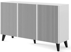 Biało-czarna komoda z lamelami 150 cm - Melis 6X