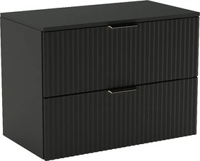 Szafka pod umywalkę WENA, ryflowane fronty, Willy, 80x60x47 cm, Czarna