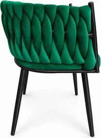 Krzesło ROSA plecione noga czarna : Kolor nogi - Czarna, Kolor tkaniny - VELVET - MG25, Typ tkaniny - Velvet