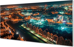 Panel szklany do Kuchni Nocna Panorama nad Motławą