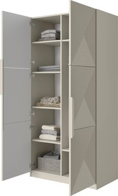 Szafa Asha 100 cm z ryflowanym frontem i metalowymi uchwytami- kaszmir / kaszmirowe uchwyty
