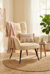 Kremowy pikowany fotel wypoczynkowy R8-P82