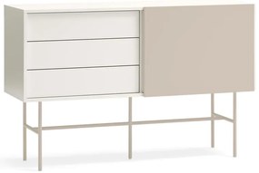 Beżowo-kremowa niska komoda z drzwiami przesuwnymi 140x91 cm Nube – Teulat