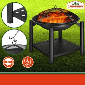 Gardebruk Palenisko z miejscem na drewno FIRE, Ø55cm, czarna