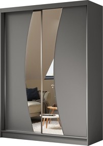Szafa Przesuwna VOCE 160 cm z Lustrem Szafa Dwudrzwiowa Szara