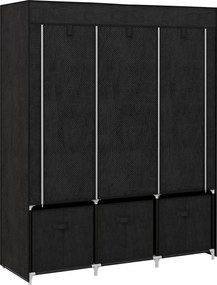 HOMCOM Szafa z tkaniny z aksamitu, szafa składana, z 3 szufladami, 125 cm x 43 cm x 162.5 cm, Czarny