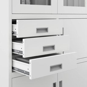 Biurowa szafa metalowa z sejfem na akta i dokumenty FILIP, 900 x 1850 x 400 mm, biała