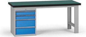 Stół warsztatowy G8, 1800 x 750 x 800 mm, 1x kontener, 4x szuflada, niebieski