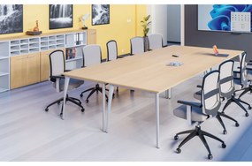 Stół konferencyjny PRIMO OMEGA, 1600 x 800 mm, podstawa biała, dąb naturalny