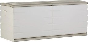 Skrzynia do przechowywania 450L beżowa z kółkami, zamykana na kłódkę, materiał z recyklingu, do użytku wewnętrznego i zewnętrznego, dostarczana zmontowana