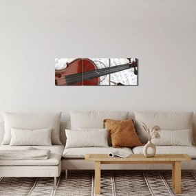 Obraz - Instrumenty muzyczne (z zegarem) (90x30 cm)