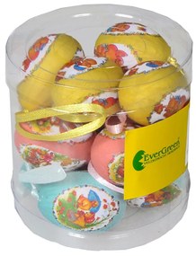 Zestaw wielkanocnych jajek z motywem wiosennym,wysokość 4 cm, 12 sztuk w opakowaniu