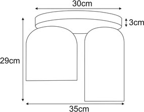 Sufitowa lampa z dwoma ryflowanymi grafitowymi kloszami P2-E71