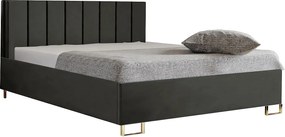 Łóżko tapicerowane MALIBU, wezgłowie, obicie MONOLITH, pojemnik na pościel, podnośnik gazowy, wysokość spania 39 cm, 140x200 cm, Bordowy