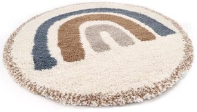 Beżowo-kremowy dywan dziecięcy z mieszanki juty ø120 cm Bohemian Rainbow Bleu – Nattiot